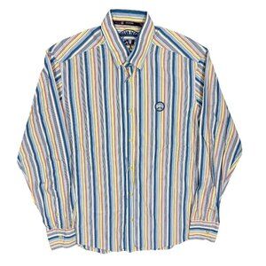 Galvanni Ocean Yacht Club Colorful Striped Button Down Shirt Medium
